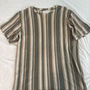 Green and Cream Short Sleeve Striped Tee